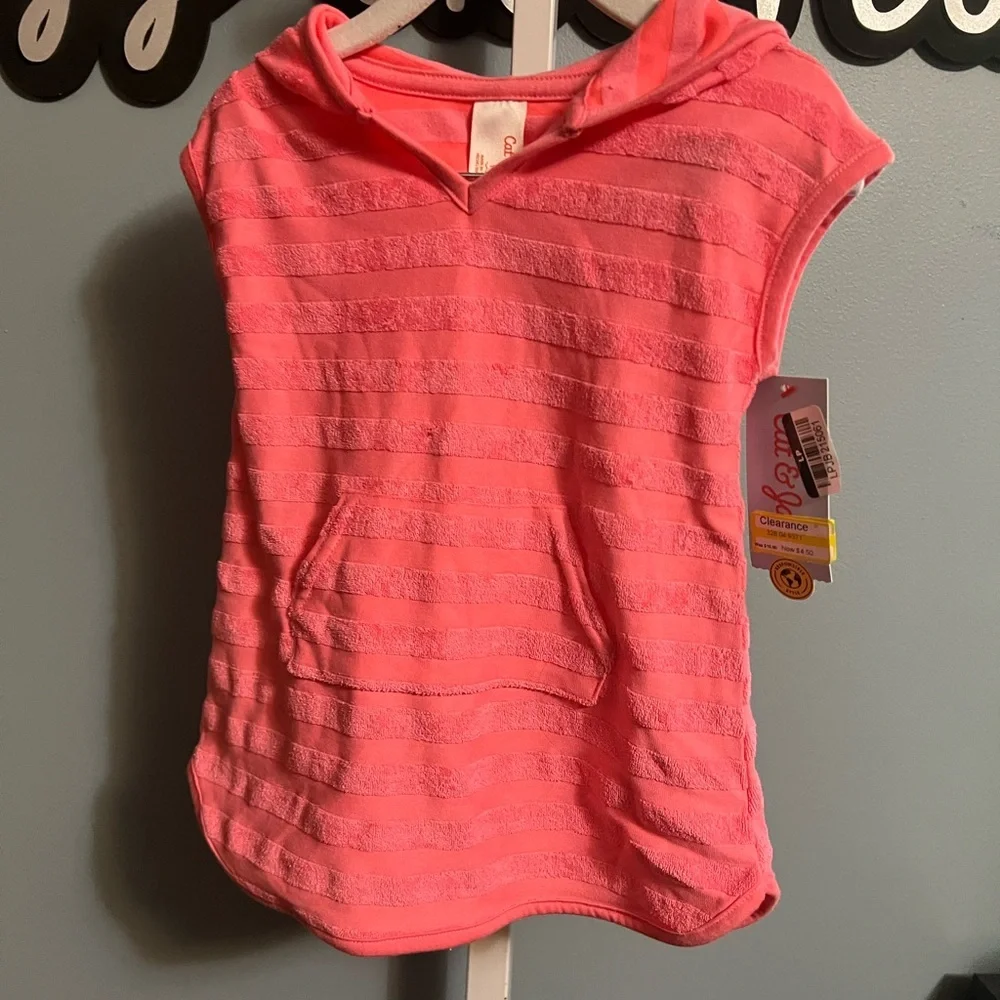 Cat & Jack Pink Hooded Terrycloth Bathing Suit Coverup NWT